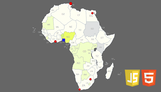 Interactive Map of Africa JavaScript