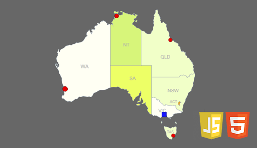 Interactive Map of Australia JavaScript