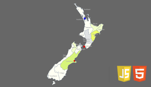 Interactive Map of New Zealand JavaScript