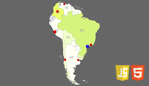 Interactive Map of South America JavaScript