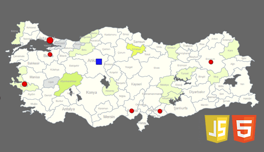 Interactive Map of Turkey JavaScript