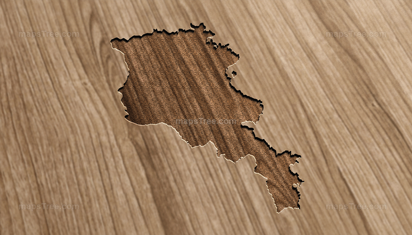 Engraved Armenia Map on Wood as CNC Carving