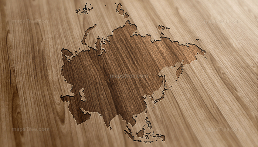 Engraved Asian Map on Wood as CNC Carving