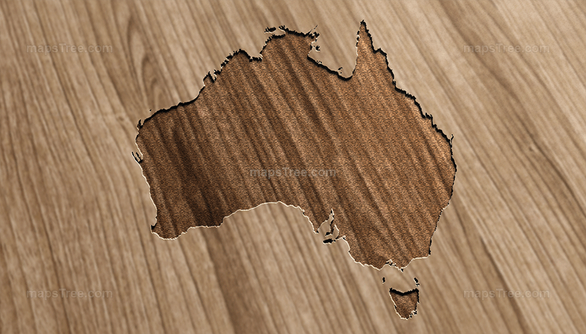 Engraved Australia Map on Wood as CNC Carving