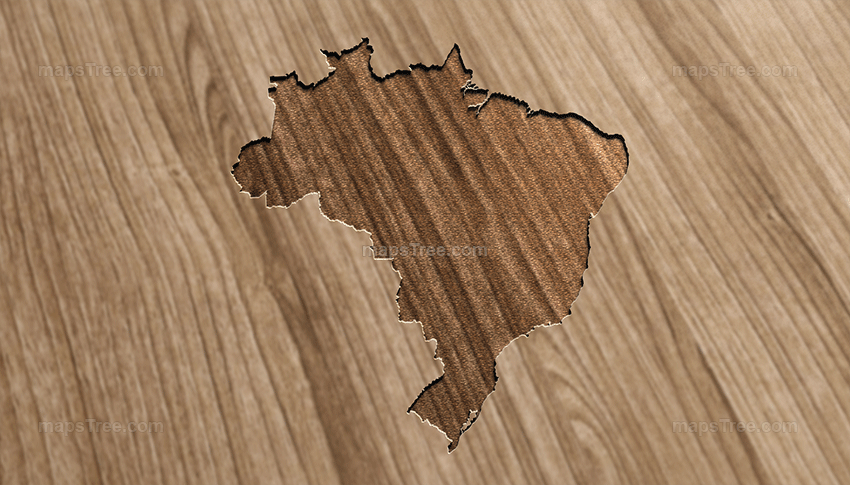 Engraved Brazil Map on Wood as CNC Carving