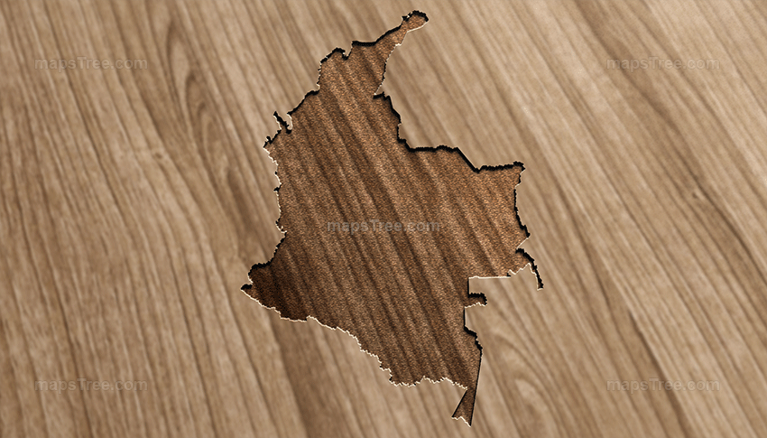 Engraved Colombia Map on Wood as CNC Carving