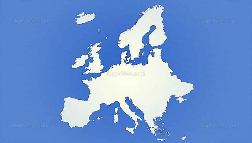 Isolated Europe Map on a Blue Background