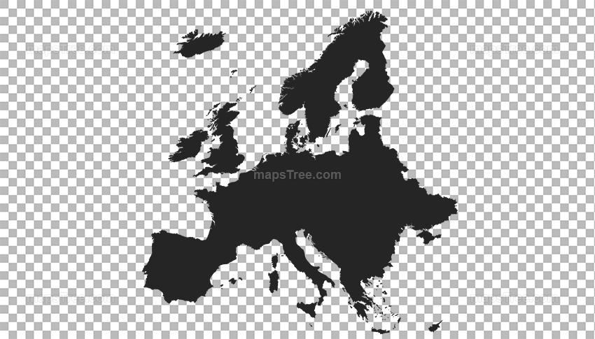 Transparent PNG map image of Europe
