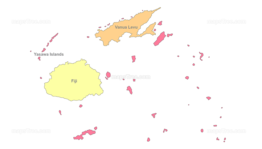 Fiji Islands Map PNG Image with Different Colors