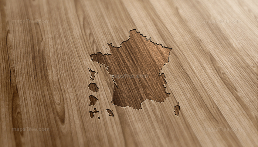 Engraved France Map on Wood as CNC Carving