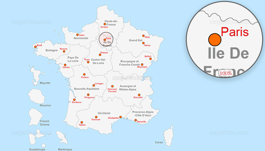 Vector Map of France - Layered Regions