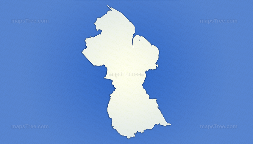 Isolated Guyana Map on a Blue Background