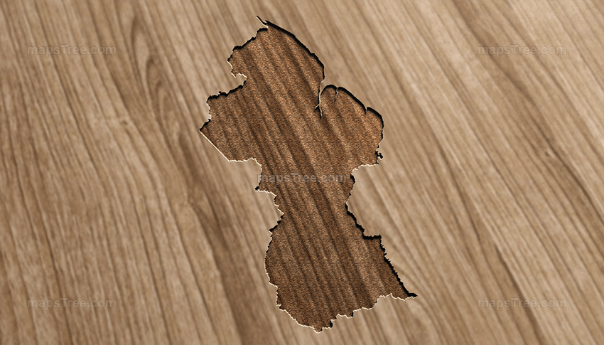 Engraved Guyana Map on Wood as CNC Carving