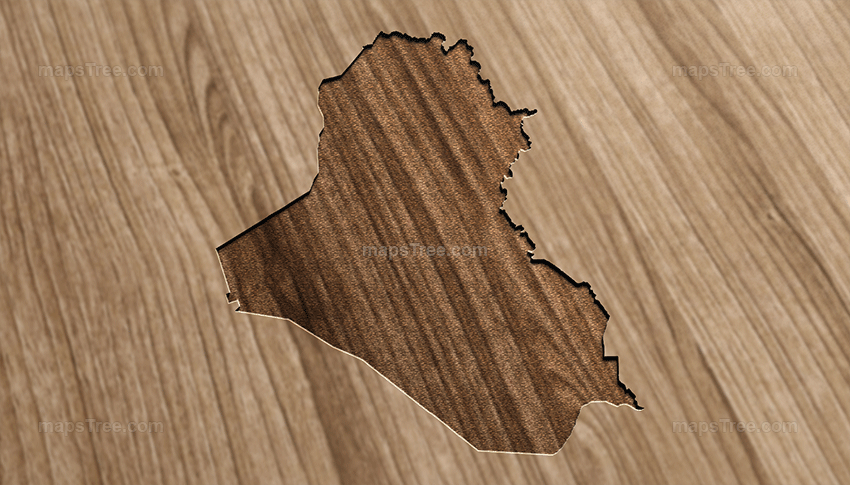 Engraved Iraq Map on Wood as CNC Carving