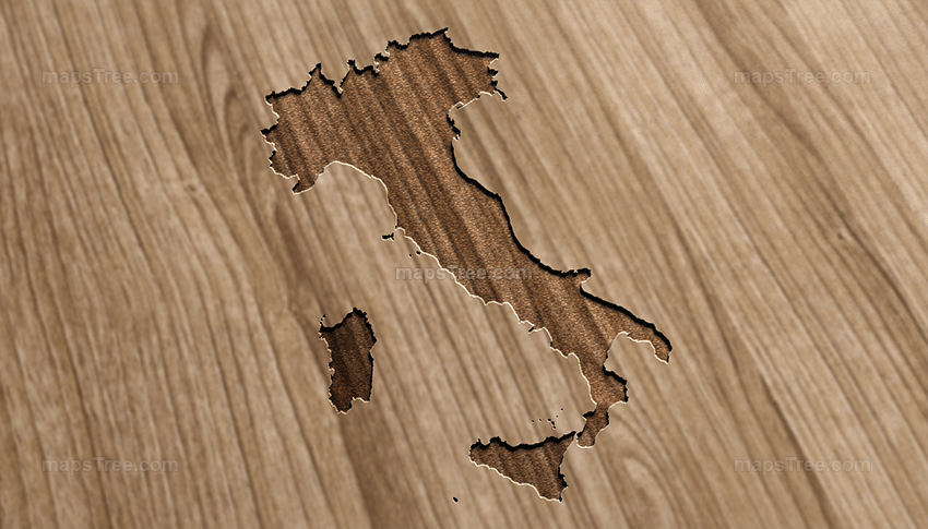 Engraved Italy Map on Wood as CNC Carving
