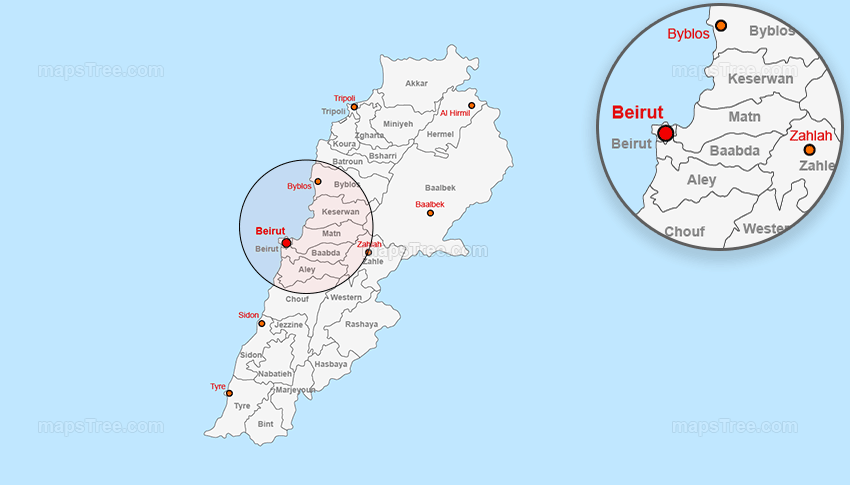 Vector Map of Lebanon - Layered Regions