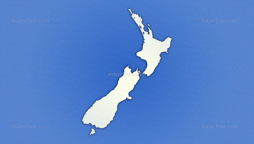 Isolated New Zealand Map on a Blue Background