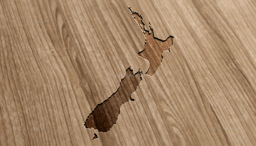Engraved New Zealand Map on Wood as CNC Carving