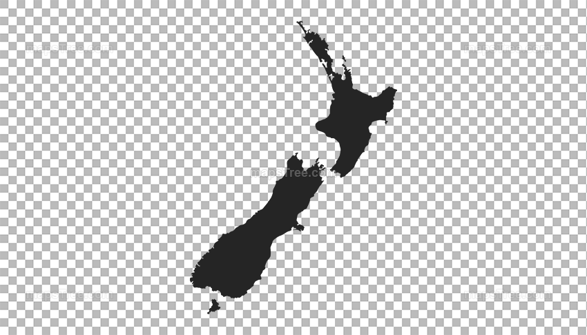 Transparent PNG map image of New Zealand
