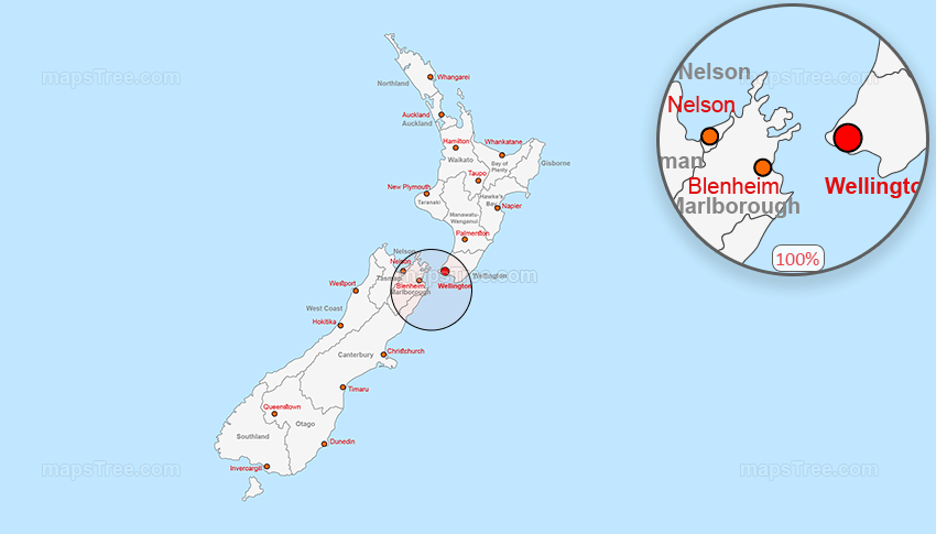 Vector Map of New Zealand - Layered Regions