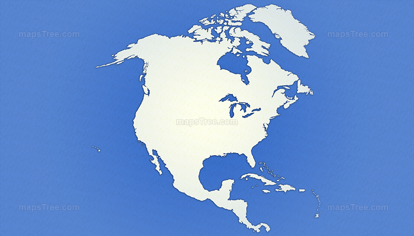 Isolated North America Map on a Blue Background