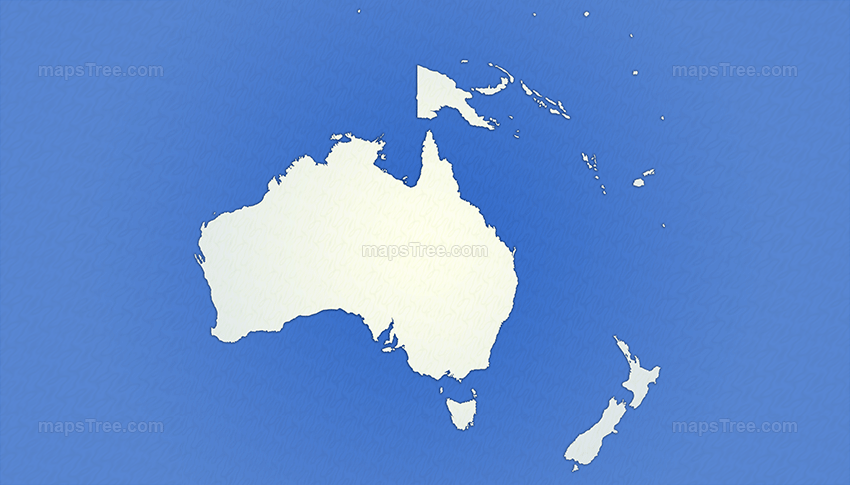 Isolated Oceania Map on a Blue Background