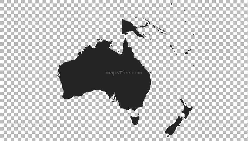 Transparent PNG map image of Oceania