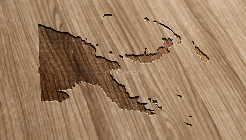 Engraved Papua New Guinea Map on Wood as CNC Carving