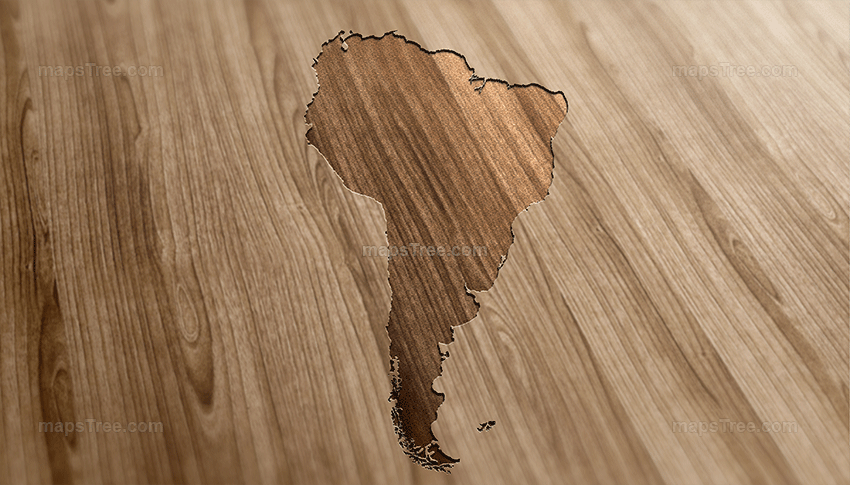 Engraved South American Map on Wood as CNC Carving