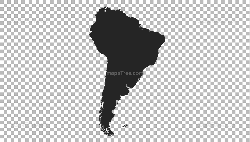 Transparent PNG map image of South America