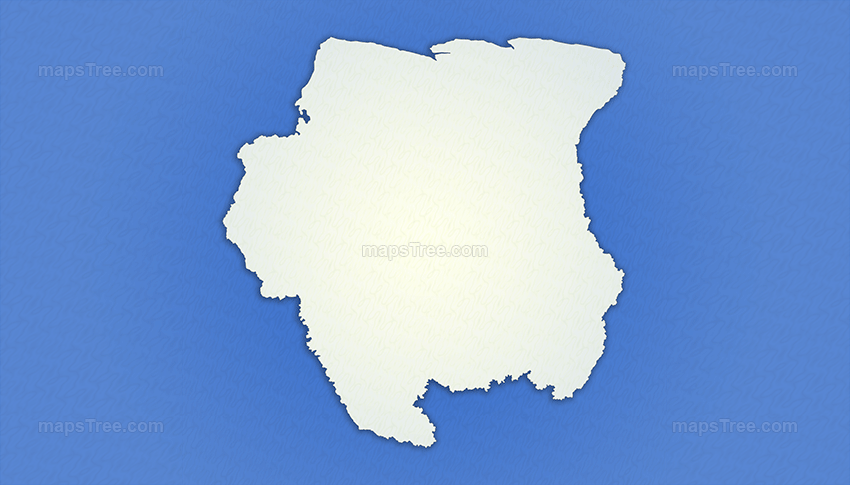 Isolated Suriname Map on a Blue Background
