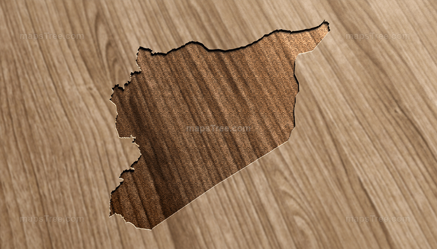 Engraved Syria Map on Wood as CNC Carving