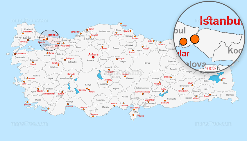 Vector Map of Turkey - Layered Provinces