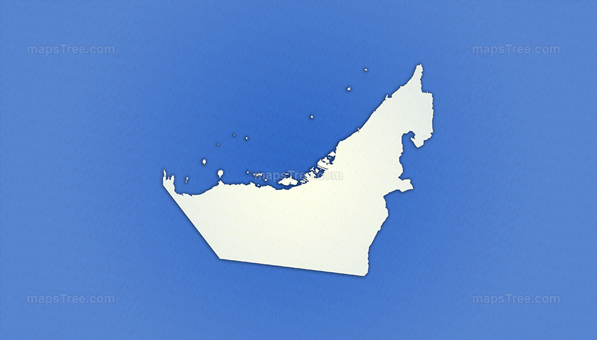 Isolated UAE Map on a Blue Background