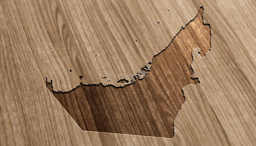 Engraved UAE Map on Wood as CNC Carving