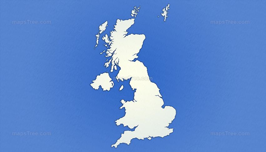 Isolated UK Map on a Blue Background