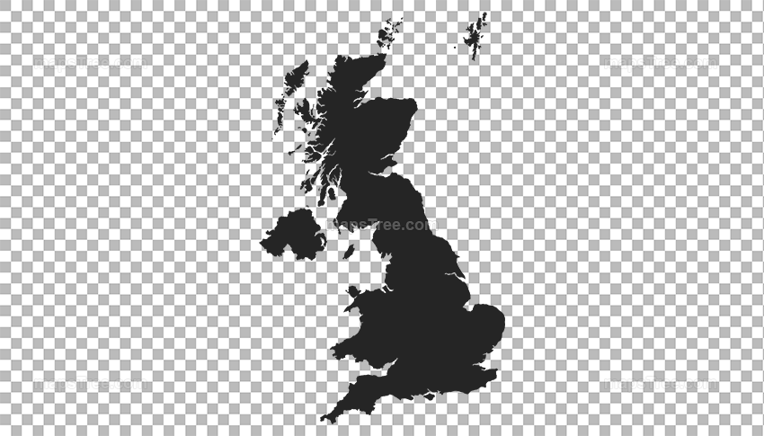 Transparent PNG map image of UK