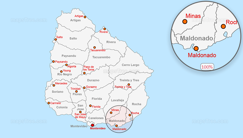 Vector Map of Uruguay - Layered Regions