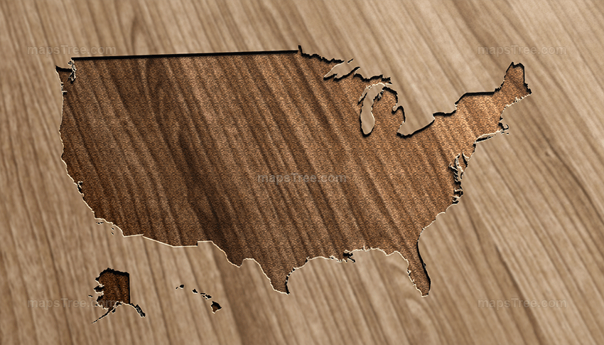 Engraved USA Map on Wood as CNC Carving