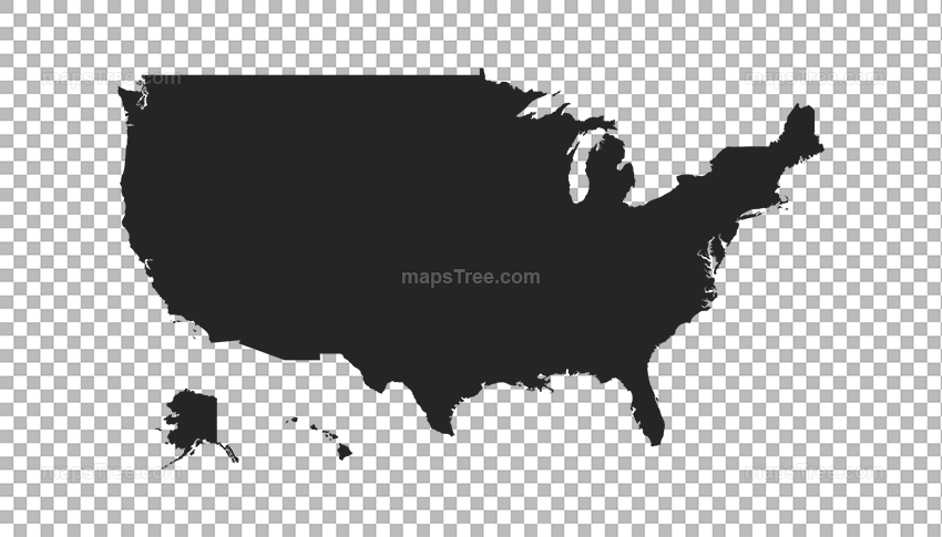 Transparent PNG map image of USA