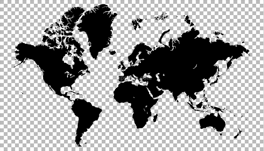 Transparent PNG map image of the World